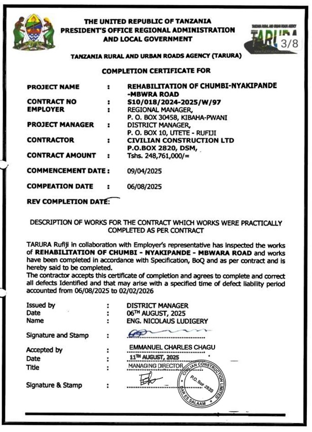 Preview of Certificate of Completion
